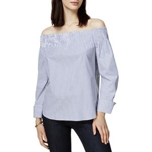 Tommy Hilfiger Striped Off The Shoulder Blouse